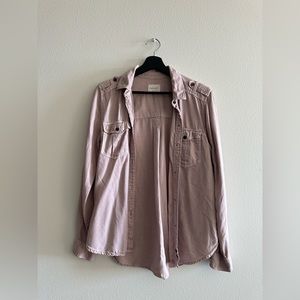 AE Military Button Up Shirt in Blush XS